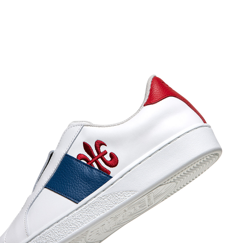 Women's Bishop White Blue Red Leather Sneakers 91741-051