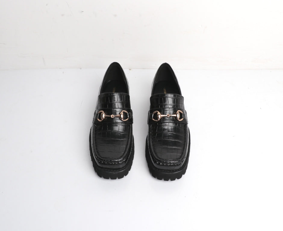 HK-2 Loafer in Black Croc from Intentionally Blank