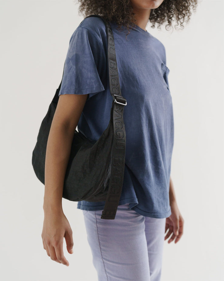 Medium Nylon Crescent Bag in Black from BAGGU