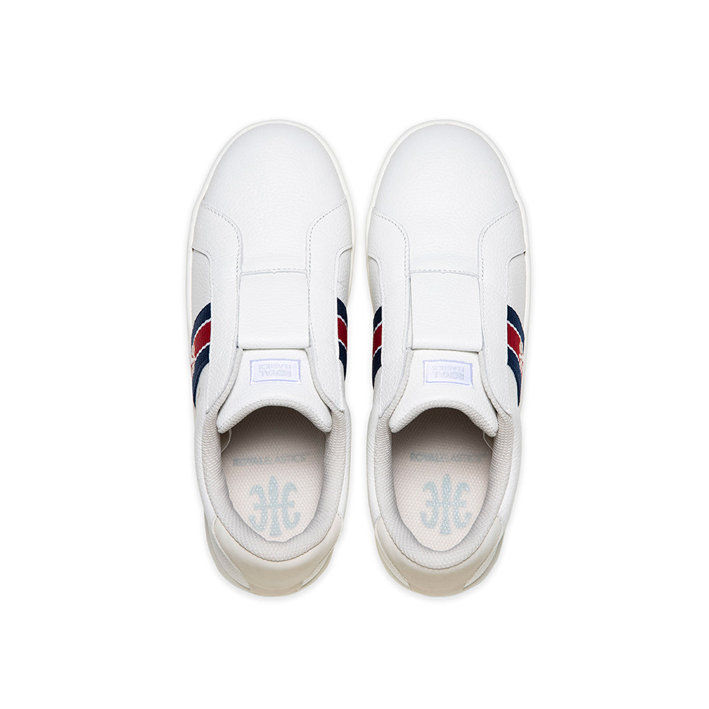 Women's Bishop White Blue Red Leather Sneakers 91733-051