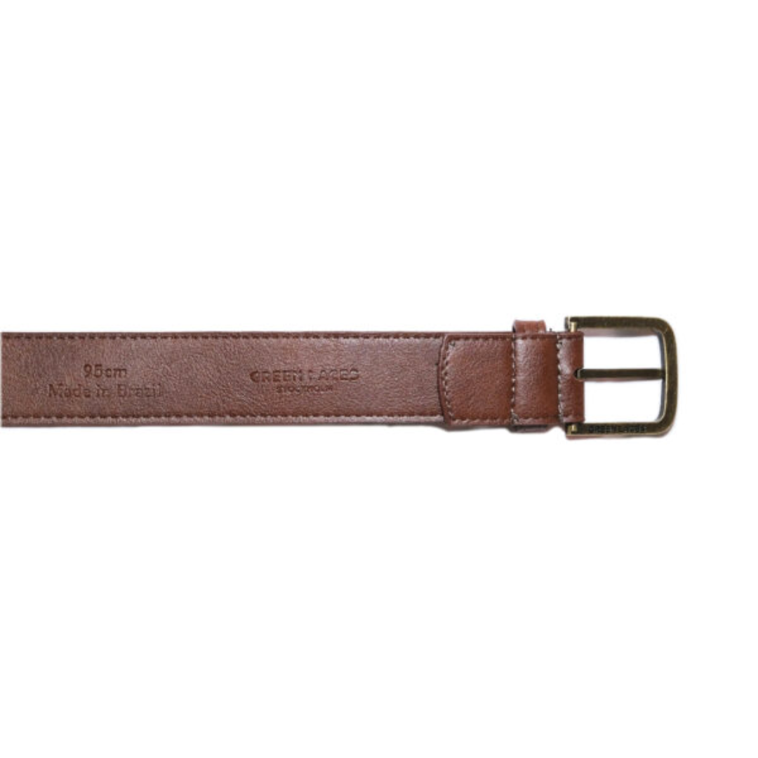 Cognac Belt in Gold Buckle from Green Laces