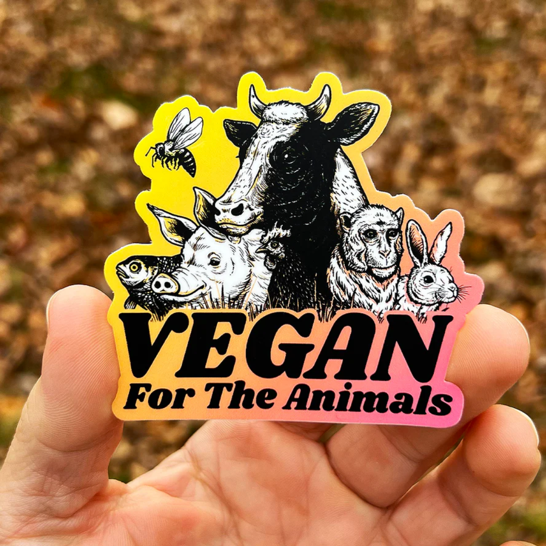 Vegan for the Animals Sunset Sticker from Compassion Co.