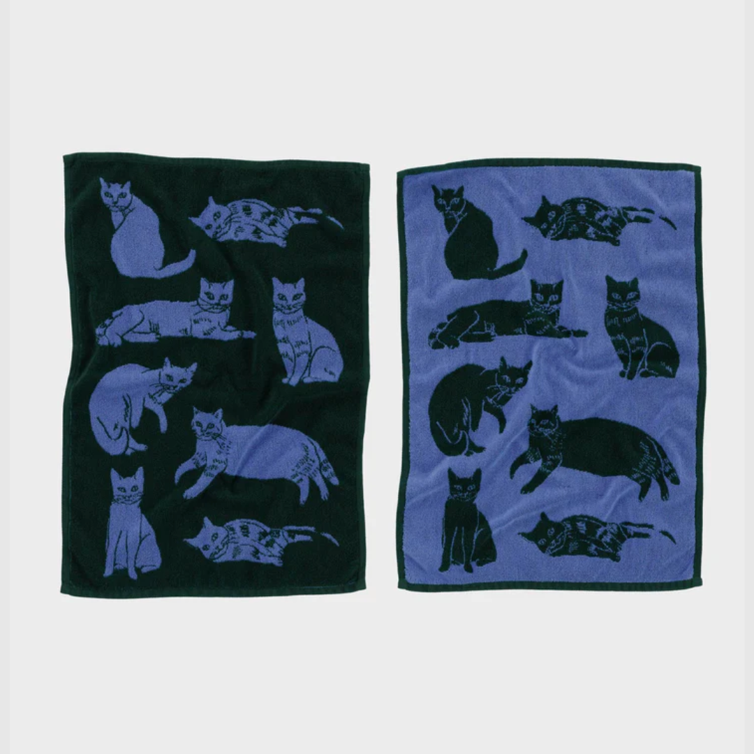 Hand Towel Set of 2 in Cats from BAGGU