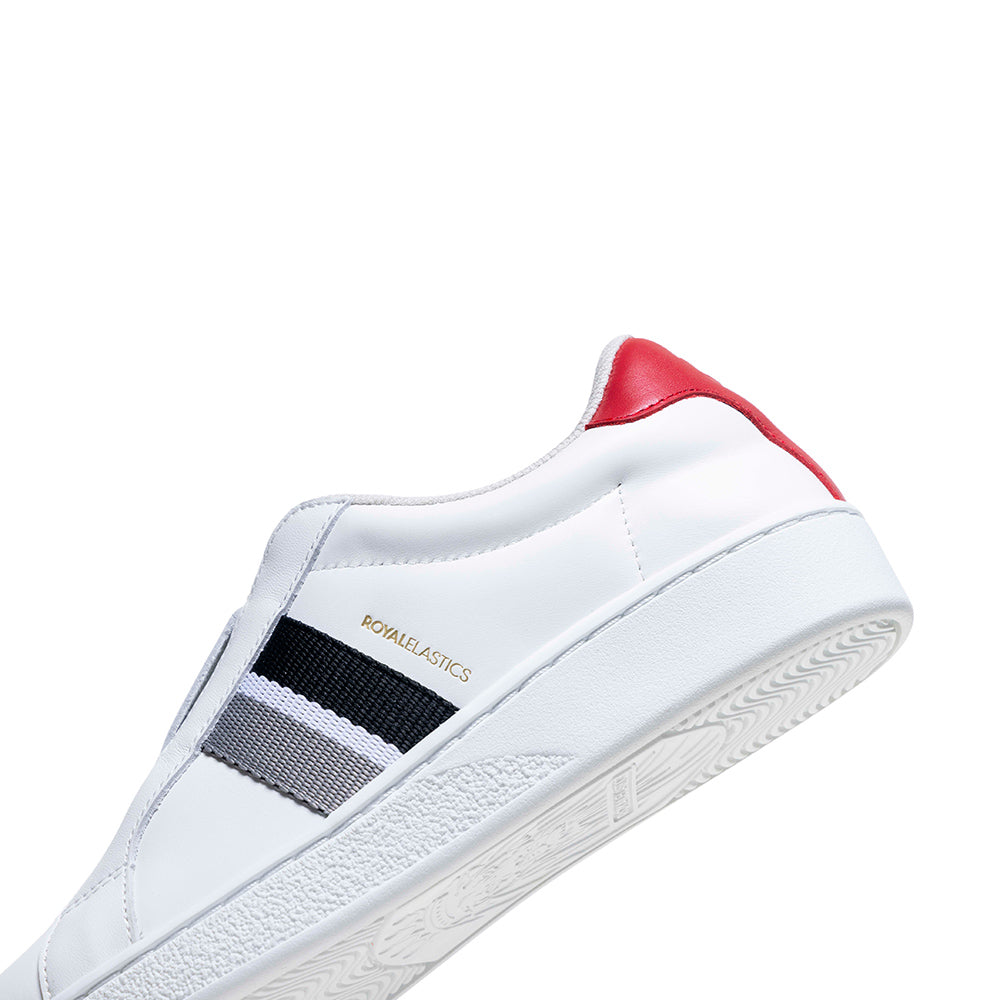 Men's Bishop White Black Red Leather Sneakers 01742-081