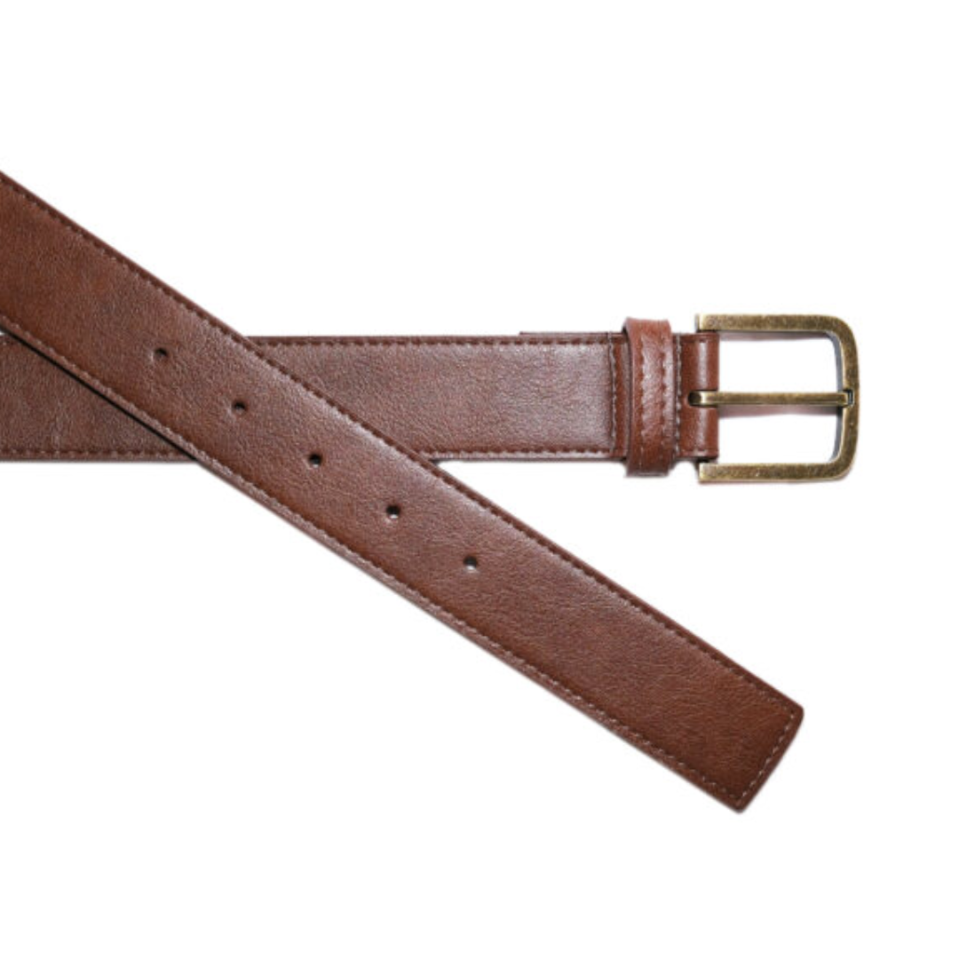 Cognac Belt in Gold Buckle from Green Laces