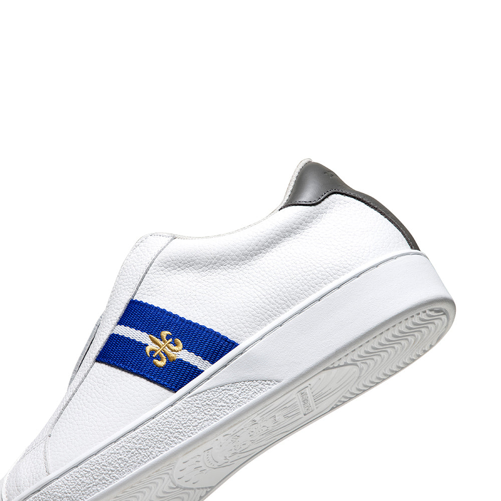 Men's Bishop White Blue Leather Sneakers 01741-058