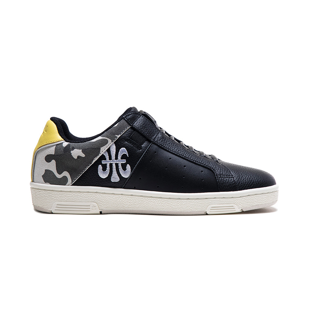 Women's Icon OG Black Yellow Logo Leather Sneakers 91933-553